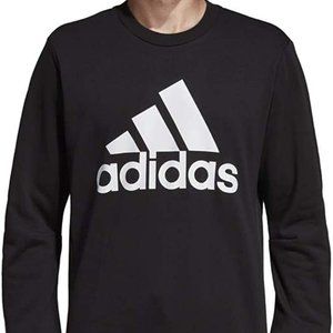 🆕adidas Men's Must Haves Badge of Sport Crew Sweatshirt, MD-Black/White, NWT